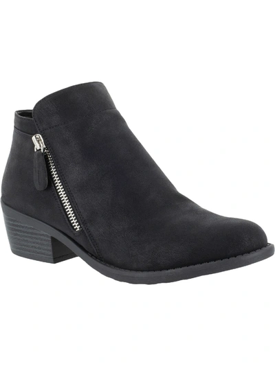 EASY STREET GUSTO WOMENS FAUX SUEDE BLOCK HEEL ANKLE BOOTS 