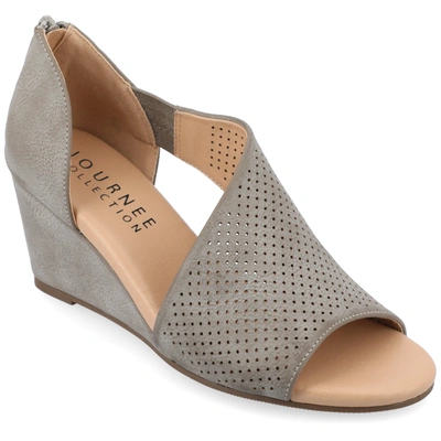 Shop Journee Collection Collection Women's Tru Comfort Foam Wide Width Aretha Wedge In Grey