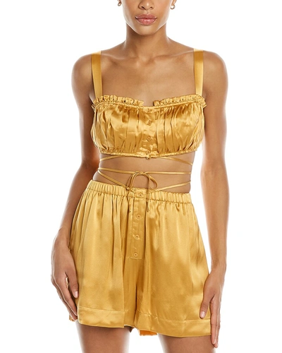 Shop Nicholas Tracy Silk Crop Top In Brown