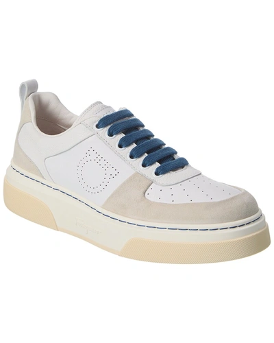 Shop Ferragamo Cassina Lo Leather & Suede Sneaker In White