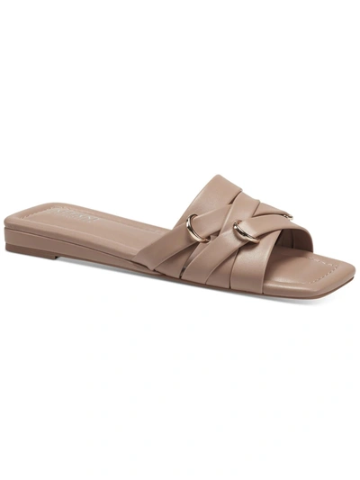 Shop Alfani Ivy Womens Faux Leather Open Toe Flatform Sandals In Beige