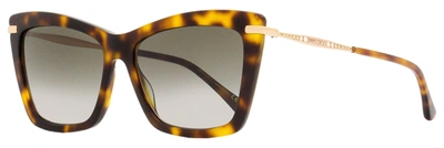 Shop Jimmy Choo Women's Rectangular Sunglasses Sady 086ha Havana/gold 56mm In Yellow