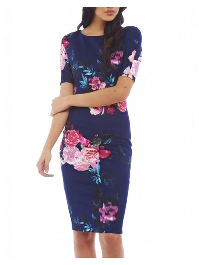 Shop Ax Paris Womens Neoprene Floral Print Wear To Work Dress In Multi