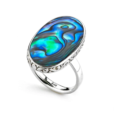 Shop Samuel B Jewelry Sterling Silver Balinese Design Oval Mother Of Pearl Ring In Multi