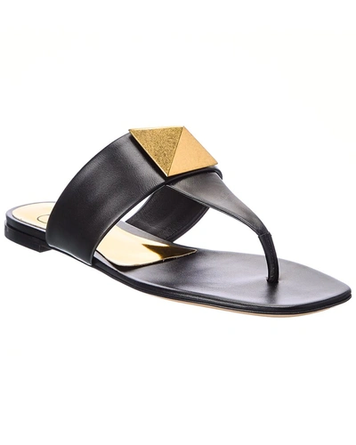 Shop Valentino One Stud Leather Sandal In Black