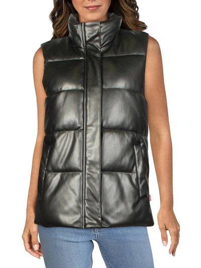 Shop Levi's Womens Faux Patent Jacket Midi Vest In Black