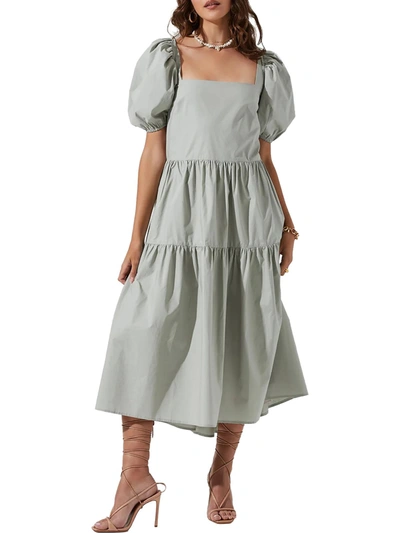Shop Astr Ilana Womens Cotton Knee Midi Dress In Green