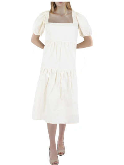 Shop Astr Ilana Womens Cotton Knee Midi Dress In White