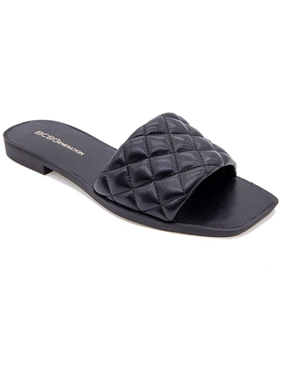 Shop Bcbgeneration Laila Womens Quilted Slip On Flat Sandals In Black