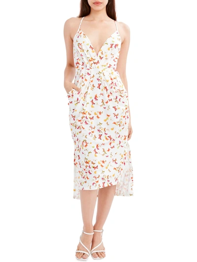 Shop Bcbgeneration Womens Butterfly Print Sleeveless Midi Dress In Multi