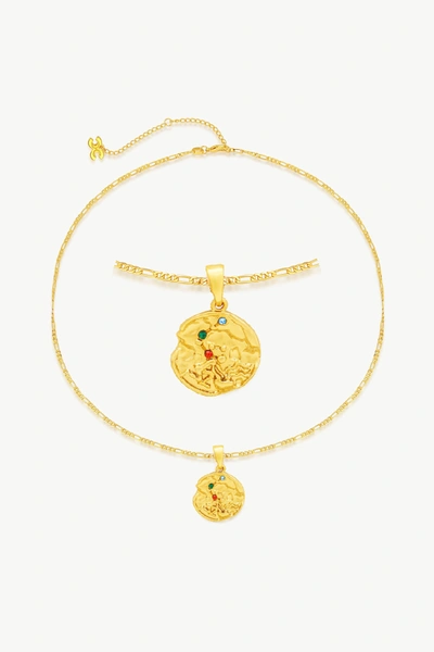 Classicharms Gold Sculptural Zodiac Sign Pendant Necklace Set In Gold