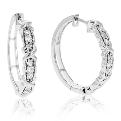 Vir Jewels 1/10 Cttw Round Lab Grown Diamond .925 Sterling Silver Hoop Earrings Prong Set 1 Inch In Silver