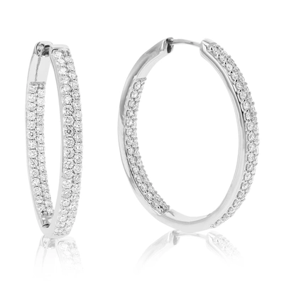 Vir Jewels 1 Cttw Round Cut Lab Grown Diamond Hoop Earrings In .925 Sterling Silver Prong Set 1 1/4 Inch In Silver
