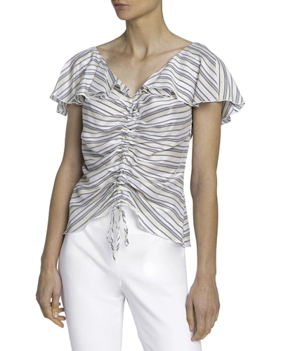 Shop Santorelli Vilar Silk-blend Top In White