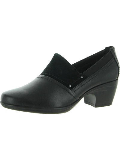 Shop Clarks Emily Steps Womens Leather Slip-on Round Toe Heels In Black
