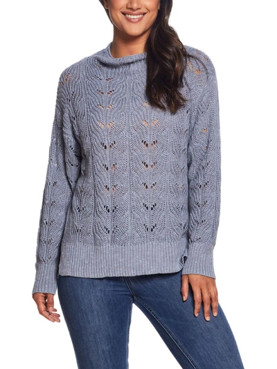 Shop Weatherproof Vintage Womens Ribbed Trim Open Stitch Mock Turtleneck Sweater In Multi