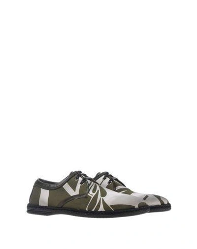 Shop Dolce & Gabbana Laced Shoes In Military Green