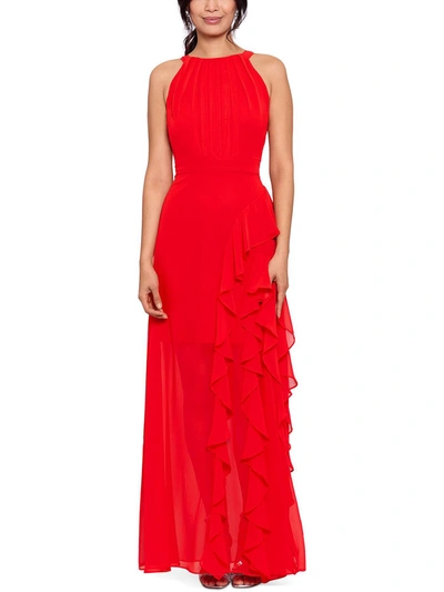 Shop Betsy & Adam Petites Womens Halter Maxi Evening Dress In Red