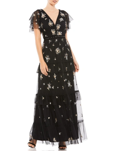 Shop Mac Duggal Womens Sequined Long Evening Dress In Black