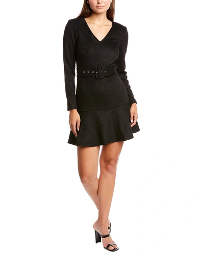 Honey & Beau Suede-blend Wild Zebra Dress In Black