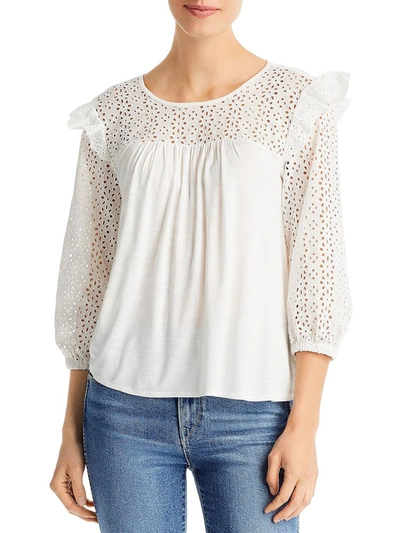 Shop Cupio Womens Eyelet Boatneck Pullover Top In Multi