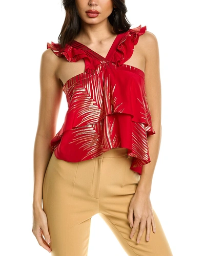 Shop Adriana Iglesias Viena Silk-blend Top In Red