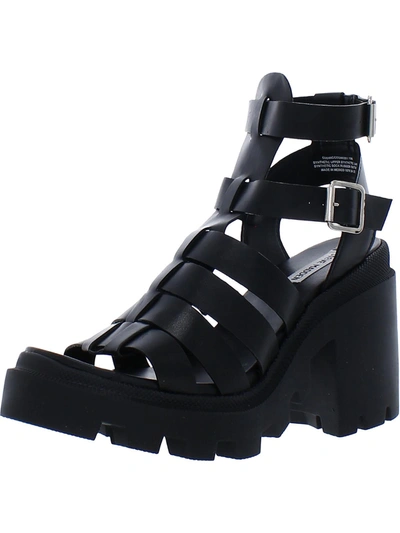 Shop Steve Madden Cosmic Womens Faux Leather Gladiator Platform Sandals In Black