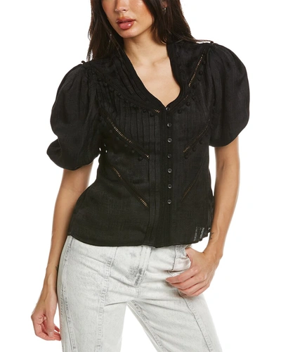 Shop Iro Poyra Linen-blend Shirt In Black