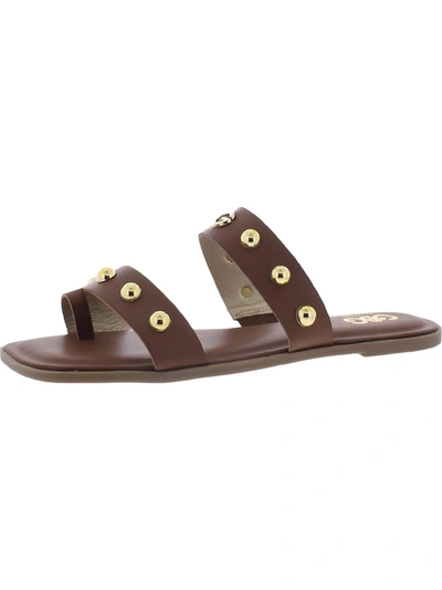 Shop Gbg Los Angeles Ritsa Womens Faux Leather Studded Slide Sandals In Brown