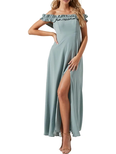 Shop Astr Venetia Womens Off-the-shoulder Long Maxi Dress In Multi