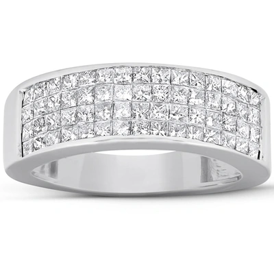 Shop Pompeii3 2 Ct Diamond Princess Cut Mens Bling Wedding Anniversary Ring 10k White Gold In Multi