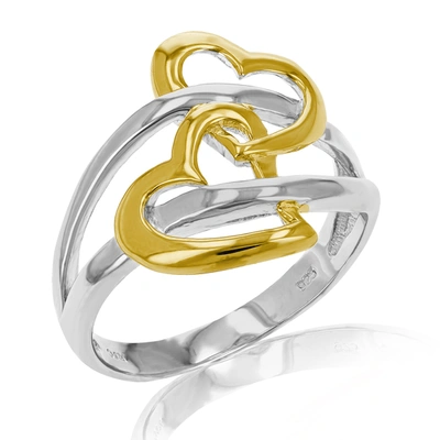 Shop Vir Jewels 2 Hearts Fashion Ring In Yellow Gold Plated Over .925 Sterling Silver