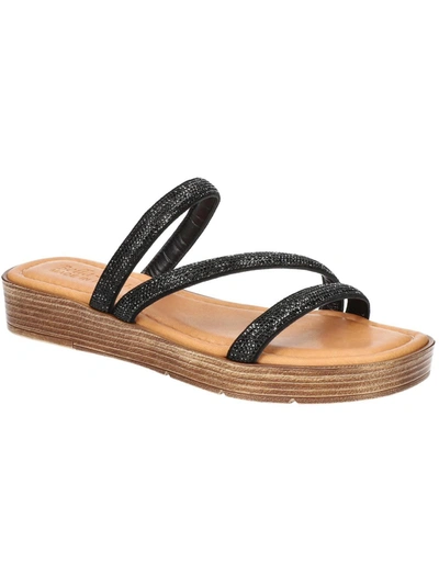 Shop Bella Vita Womens Leather Rhinestone Wedge Sandals In Multi