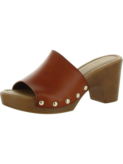 Shop Sun + Stone Alina Womens Faux Leather Studded Mule Sandals In Brown