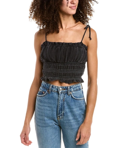 Shop Ocean Drive Washed Texture Smocked Tank In Black