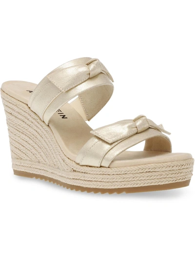Shop Anne Klein Wiona Womens Slip On Platforms Wedge Sandals In Gold
