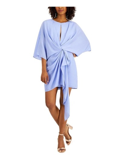 Shop Aidan Mattox Womens Draped Mini Cocktail And Party Dress In Blue