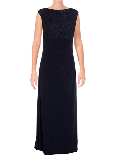 Shop Alex Evenings Womens Lace Overlay Full-length Evening Dress In Blue