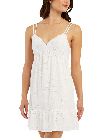 Shop Bcx Juniors Womens Eyelet Short Mini Dress In White