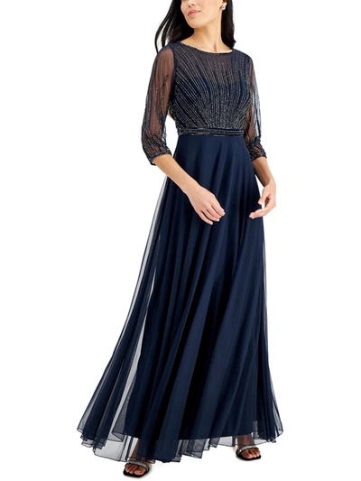 Shop Jkara Womens Sheer Maxi Evening Dress In Blue
