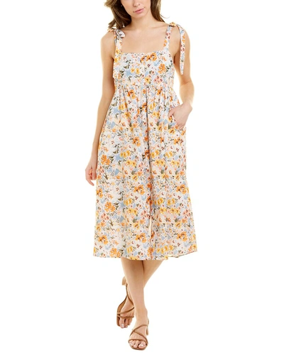 Shop Celina Moon Tie Shoulder Sleeveless Midi Dress In Beige