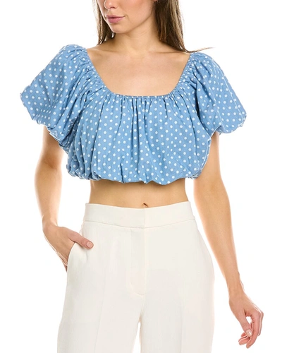 Shop Kerrick Cropped Bubble Top In Blue