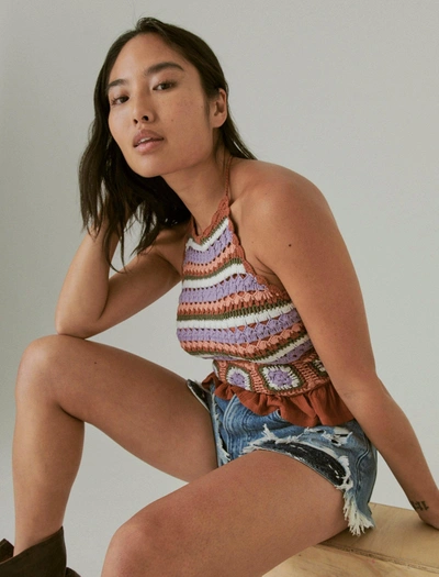 Shop Lucky Brand Womens Crochet Halter Top In Multi