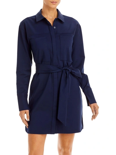 Shop Good American Womens Collared Mini Shirtdress In Blue
