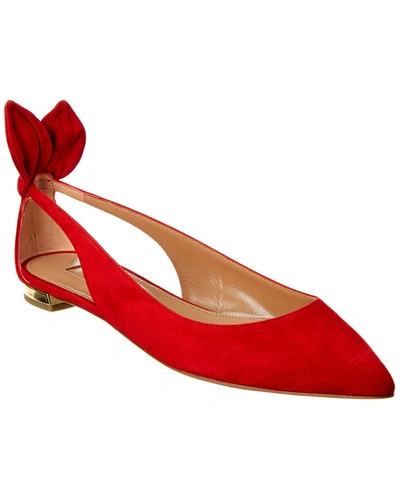 Shop Aquazzura Deneuve Suede Flat In Red