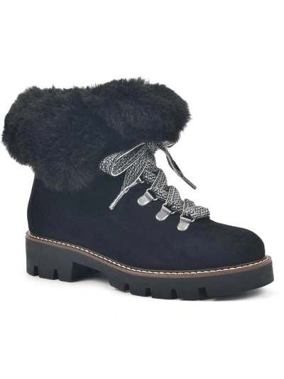 Shop White Mountain Glamorous Womens Faux Leather Faux Fur Combat & Lace-up Boots In Multi