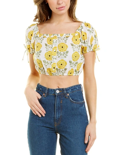 Shop Celina Moon Short Sleeve Crop Top In Yellow