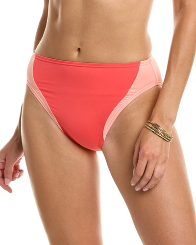 Shop Vince Camuto Colorblocked High-leg Bikini Bottom In Pink