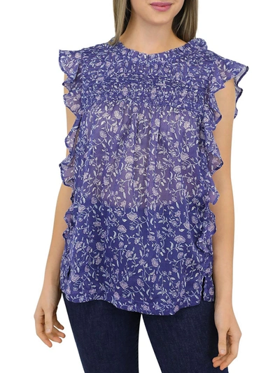 Shop Beachlunchlounge Maya Womens Pintuck Scoop Neck Blouse In Purple