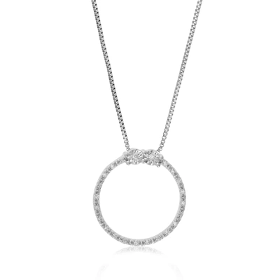 Vir Jewels 1/12 Cttw Lab Grown Diamond Circle Pendant Necklace For Women .925 Sterling Silver 2/3 Inch With 18 In Silver